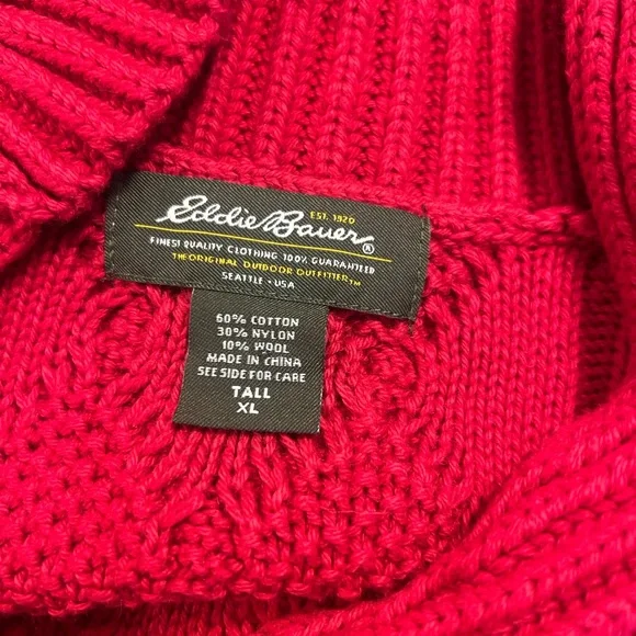 Vintage Eddie Bauer Red Chunky Knit Women's Sweater - Picture 12 of 13